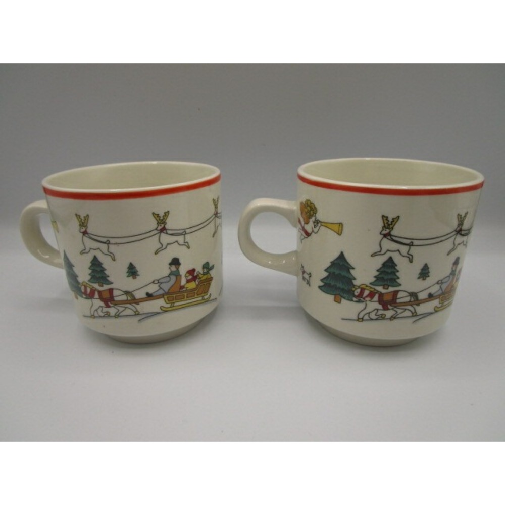 Vintage Jamestown China Joy Of Christmas Tea Coffee Cup Mug Holiday Lot Of 2